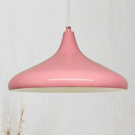 Champion Industrielle Pendelleuchte aus Rosa handbemaltem Metall – Vintage Kronleuchter E27 Ø35 cm für Wohnzimmer, Schlafzimmer oder Esszimmer