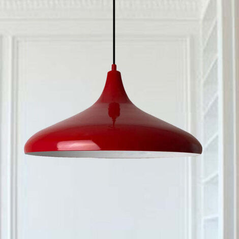 Champion Industrielle Pendelleuchte aus Rot handbemaltem Metall – Vintage Kronleuchter E27 Ø35 cm für Wohnzimmer, Schlafzimmer oder Esszimmer