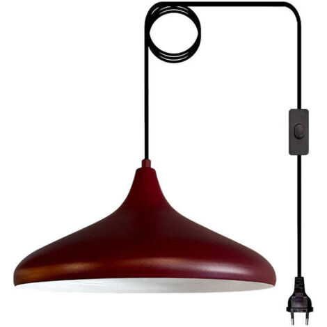 Champion Schlichte Burgund Plug in Pendelleuchte - Hängelampe für Wohnzimmer, Küche, Büro, Lounge