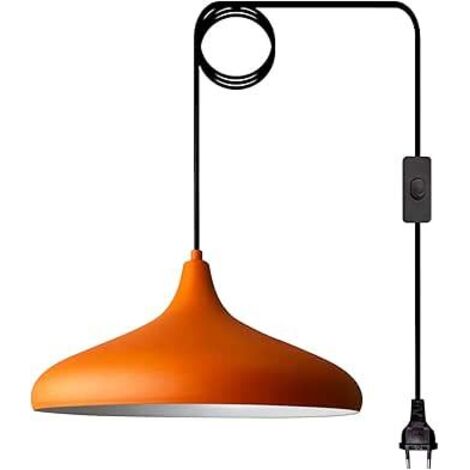 Champion Schlichte Orange Plug in Pendelleuchte - Hängelampe für Wohnzimmer, Küche, Büro, Lounge