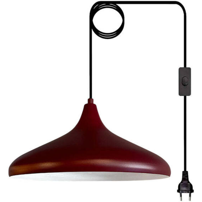 Bamyum Champion Schlichte Burgund Plug In Pendelleuchte - Hängelampe Für Wohnzimmer, Küche, Büro, Lounge