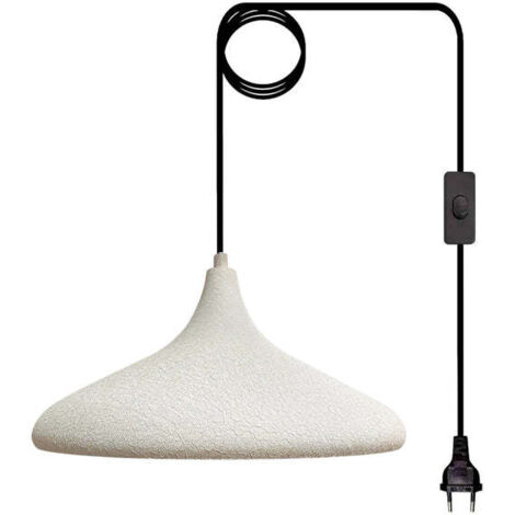 Champion Schlichte Weiß Plug in Pendelleuchte - Hängelampe für Wohnzimmer, Küche, Büro, Lounge