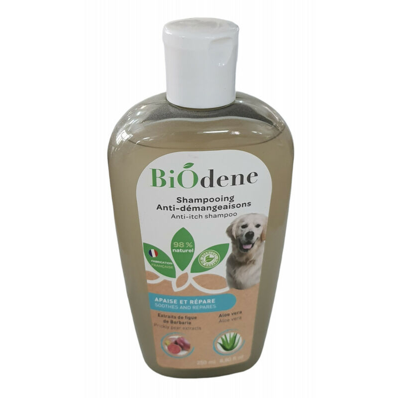 

Champú anti-picazón para perros. Biodeno 250 ml.
