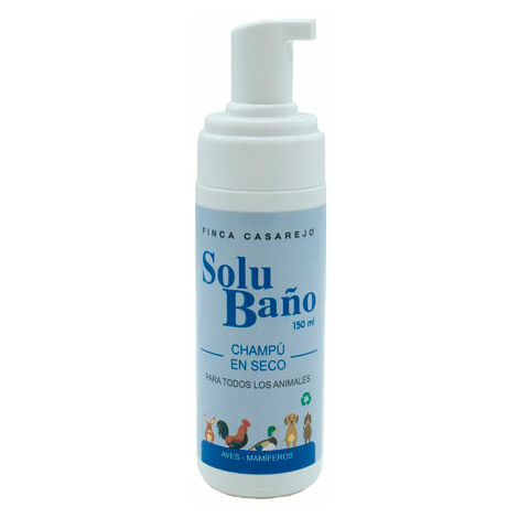 Champú en Seco para Mascotas 150 ml - Producto 100% Natural - SoluBaño No Requiere Aclarado - Cuida la Piel - Apto para mamíferos y Aves