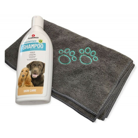 Champú para perros, cuidado de la piel, 300 ml y toalla de microfibra.