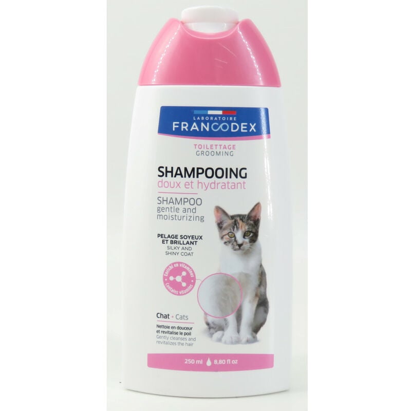

Champú hidratante suave para gatos. 250 ml.