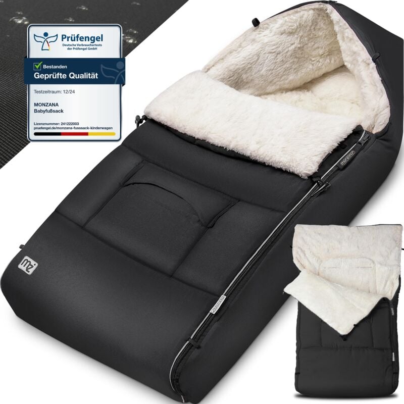 Monzana - Chancelière pour bébé hiver avec réflecteurs fermeture éclair buggy lavable sac de couchage couverture douillette Gris
