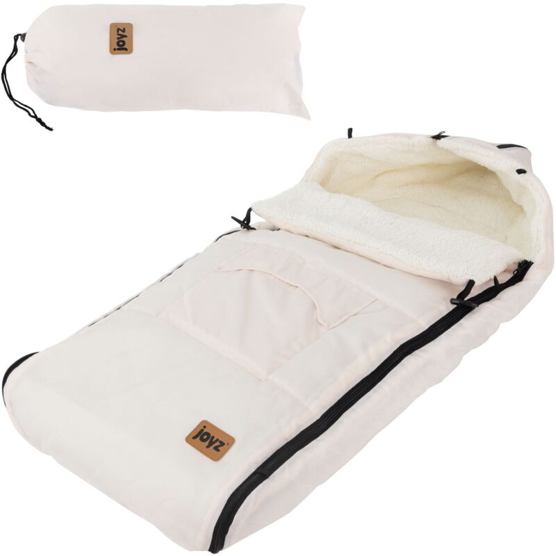 Joyz - Chancelière pour Bébé, Polyester, Créme, Sac de Couchage Universelle, Fermeture Éclair, Résistante aux Intempéries, Picots Antidérapants,