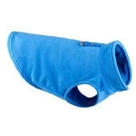 Chandail chaud pour petit chien, pull tricoté à col haut, bleu clair, taille M, vêtement d'hiver confortable pour chien de petite race.