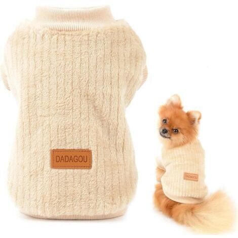 Chandail en polaire côtelée pour animal de compagnie – Chandail en molleton pour petits chiens, chats, chiots, yorkshire, chihuahua – Vêtements d'hiver chauds