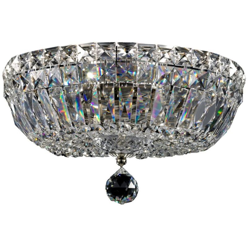 Basfor Plafonnier semi-encastré nickel antique et cristal, 3 lumières, E14