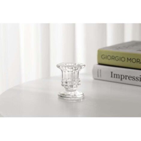Chandelier Bougeoir Verre Transparent - Lot de 2 Petite Bougeoir Mariage Noel Decoration Maison, Supports pour Bougies Coniques