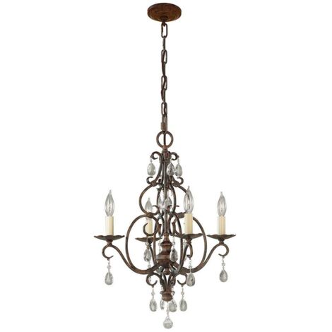 Chandelier Chateau E14 40W Steel, Crystal Bronze Mokka B: 42.2 cm Ø42.2 cm Réglable de hauteur dimmable