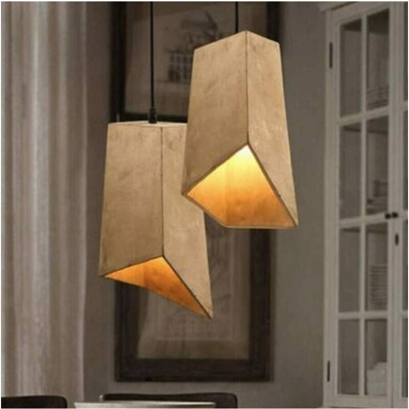 Lustre Suspendu Moderne Effet Béton Avec Douille E27 Beige -blanc Froid-