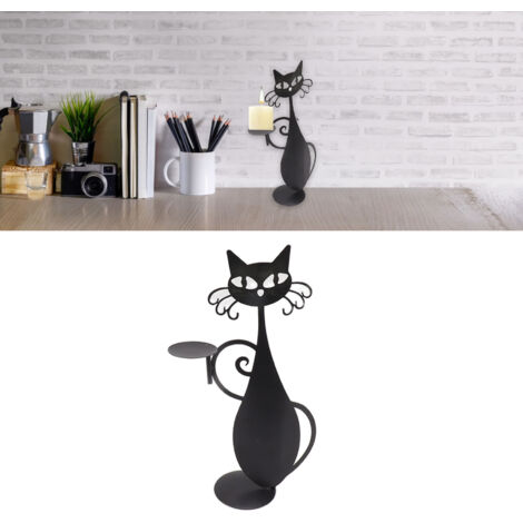 [Chandelier de Décoration Domestique] [Chandelier Chat] Support de Bougie Chat Rond en Fer Robust pour Décor de Maison, Mariage, Fête