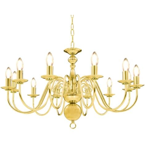 Chandelier Golden 12 x E14 Bulbs vidaXL