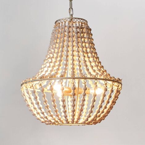 Chandelier Juliette with white wooden beads