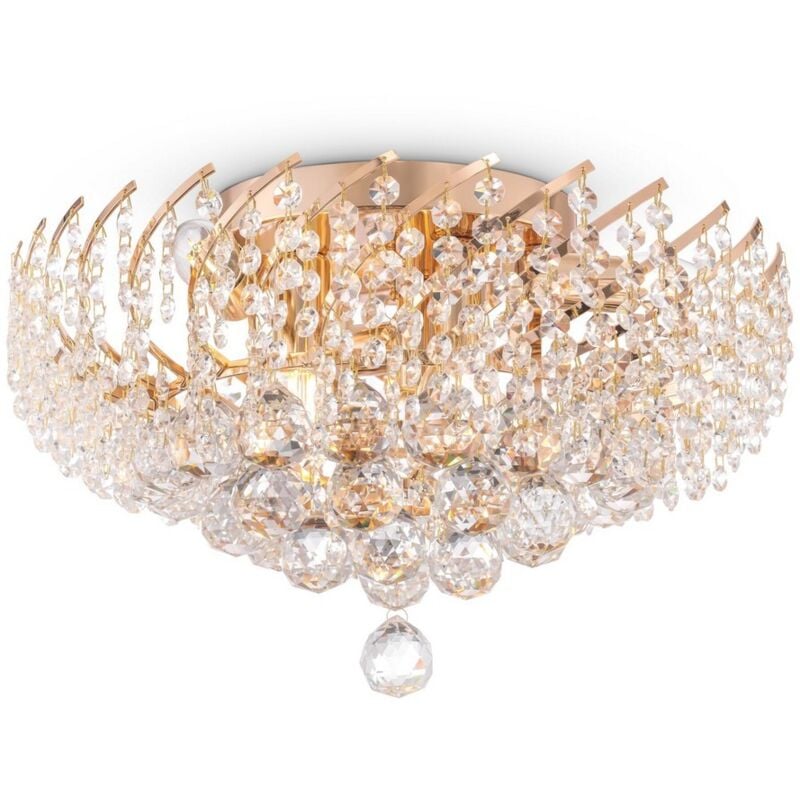 Maytoni - Karolina Plafonnier semi-encastré or et cristal, 6 lumières, E14