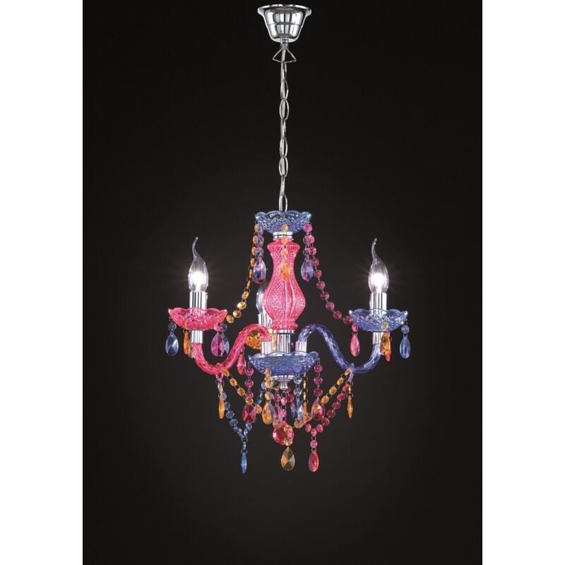 Trio - Lustre baroque, Lustre baroque 3 Lampes Multicolore en Acrylique