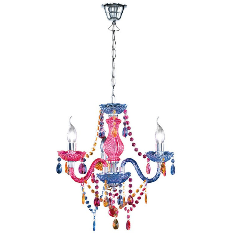 Trio - Lustre baroque, Lustre baroque 3 Lampes Multicolore en Acrylique