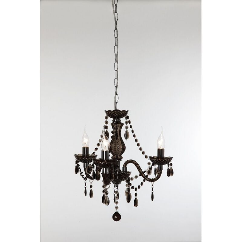 Trio Lighting - Lustre baroque, Lustre baroque 3 Lampes Noir en Acrylique, trio