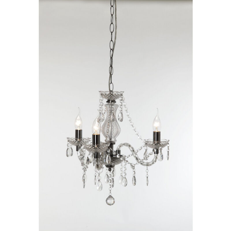 Reality Trio Lustre classique &agrave; 3 flammes, &Oslash; = 46 cm, transparent.