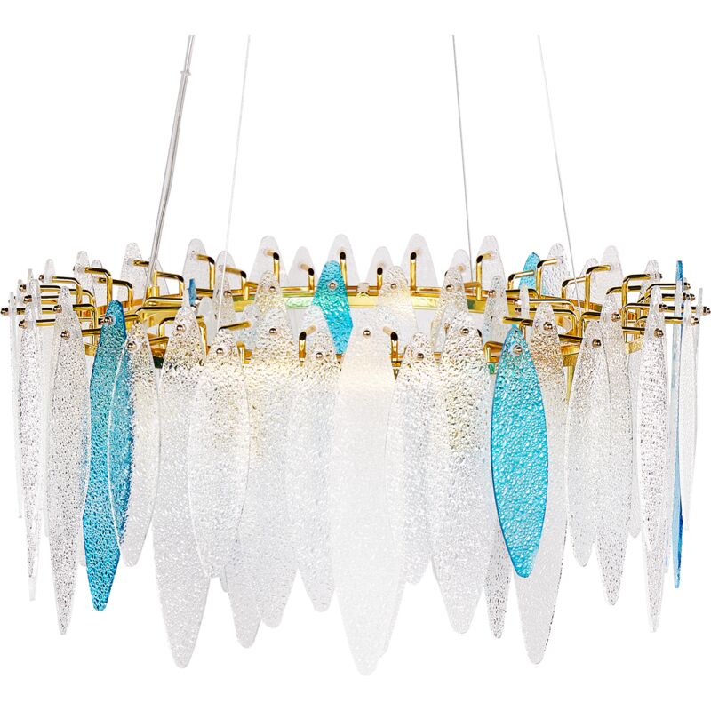 Chandelier Pendant Lamp Hanging Light Round Glass Shade Iron Base Living Room Modern Glamour Style Multicolour Malacca