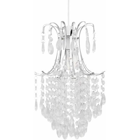 Chandelier Style Easy Fit Ceiling Light Shade - Polished chrome plate with clear acrylic detail