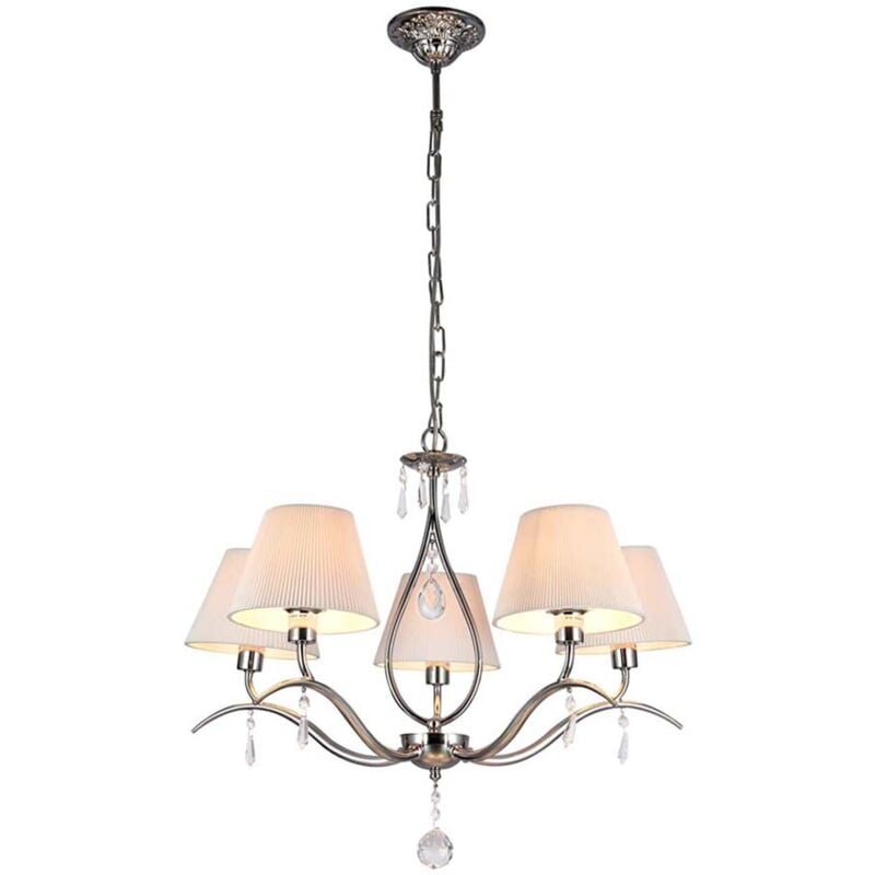 Lustre lustre suspension lampe salle à manger métal nickel tissu abat-jour E14