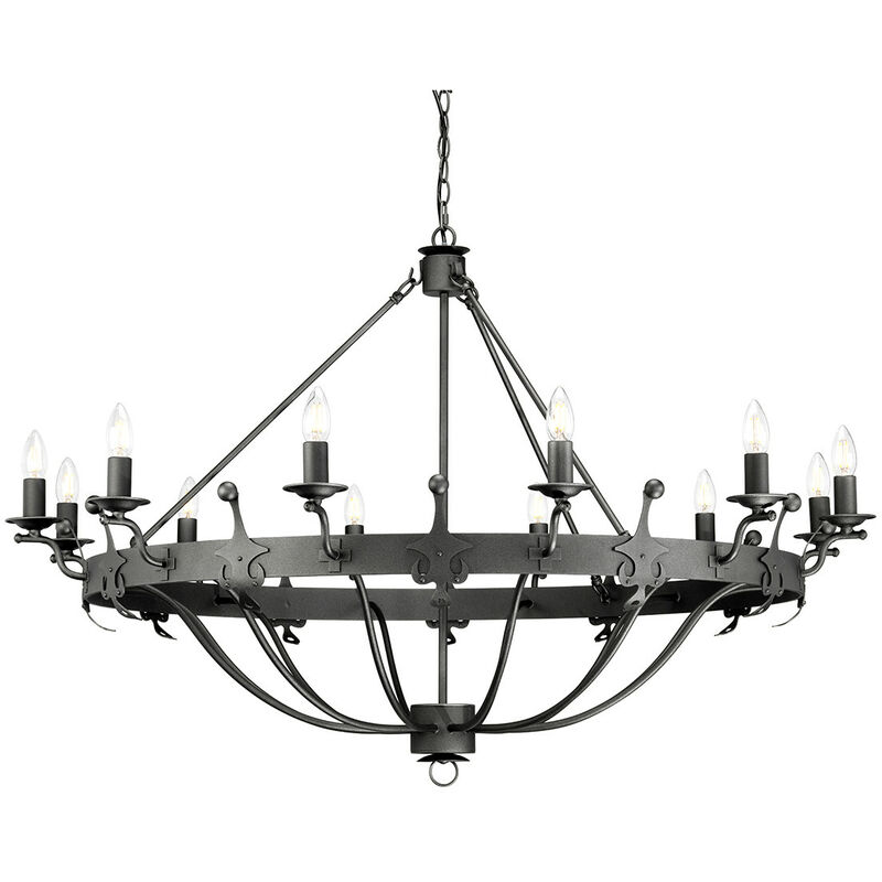 Windsor Graphite - 12 Light Pendant Chandelier - Graphite - Elstead