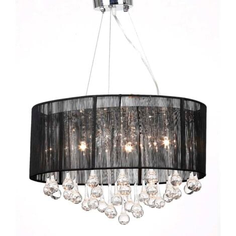 Chandelier with 85 Crystals Black vidaXL