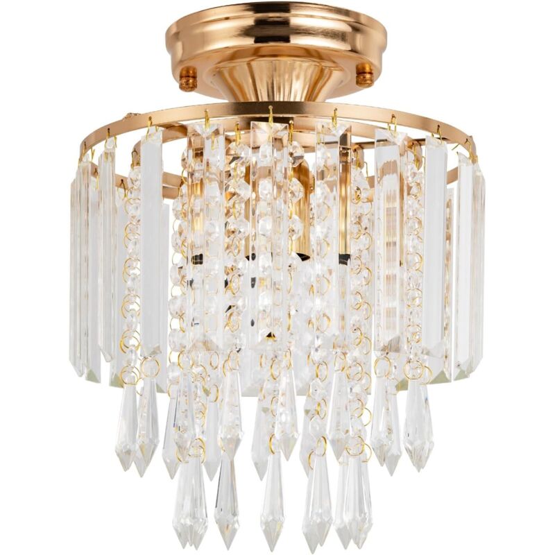 Chandeliers Lighting, Crystal Chandeliers Ceiling Light, Drop-Shape Crystal Pendant Light, Flush Mount LED Ceiling Light for Living Room, Bedroom,