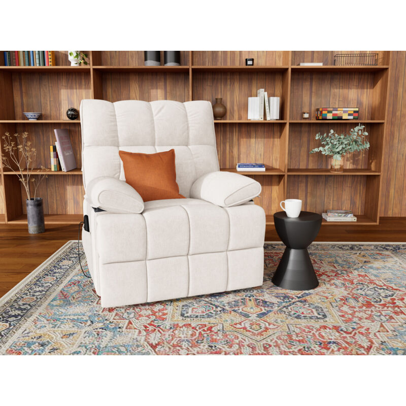 Bestmobilier - Chandler - fauteuil relax électrique en velours texturé - beige