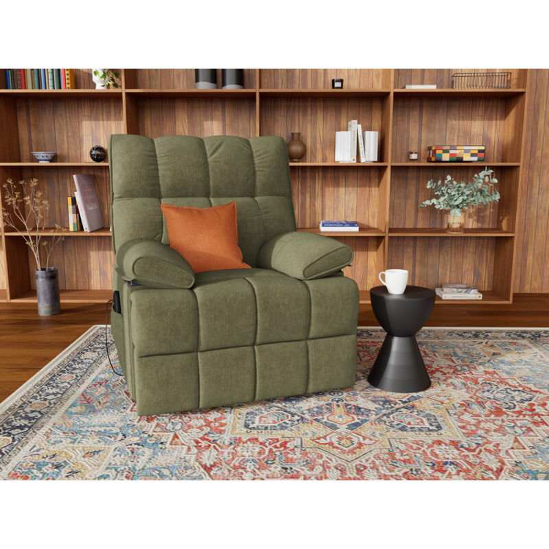 Bestmobilier - Chandler - fauteuil relax électrique en velours texturé - vert
