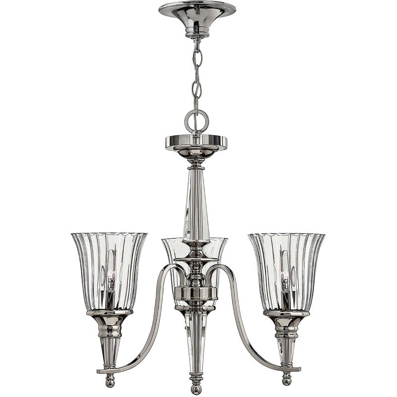 Chandon - Multi Arm Chandelier 3 Light Sterling Finish, E14 - Elstead