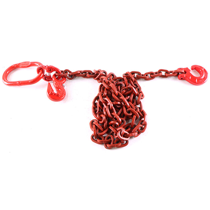 Chaîne carrée, avec crochet étrangleur et maillon de suspension, force d'arrimage admissible lc 3300 daN, longueur 2,5 m, ø chaîne - 7 mm