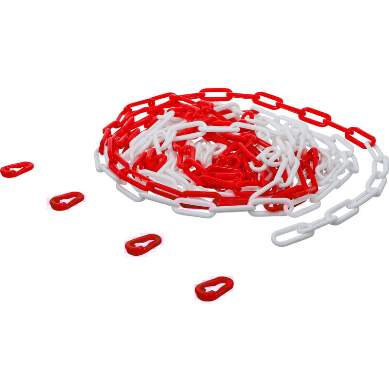 CHAîNE de barrage rouge blanc 4 mousquetons MATIèRE plastique 7,5M bgs diy 80816