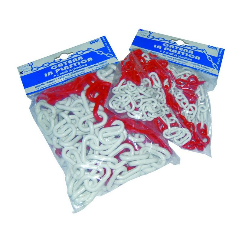 Capaldo - Chaîne de signalisation en plastique blanc rouge mt.5 maille d.6 - Hall