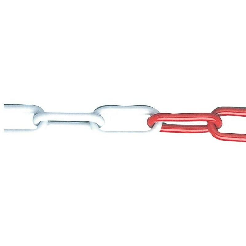 Chaîne en acier de signalisation rouge et blanche mt.25 maille d.5 - Hall