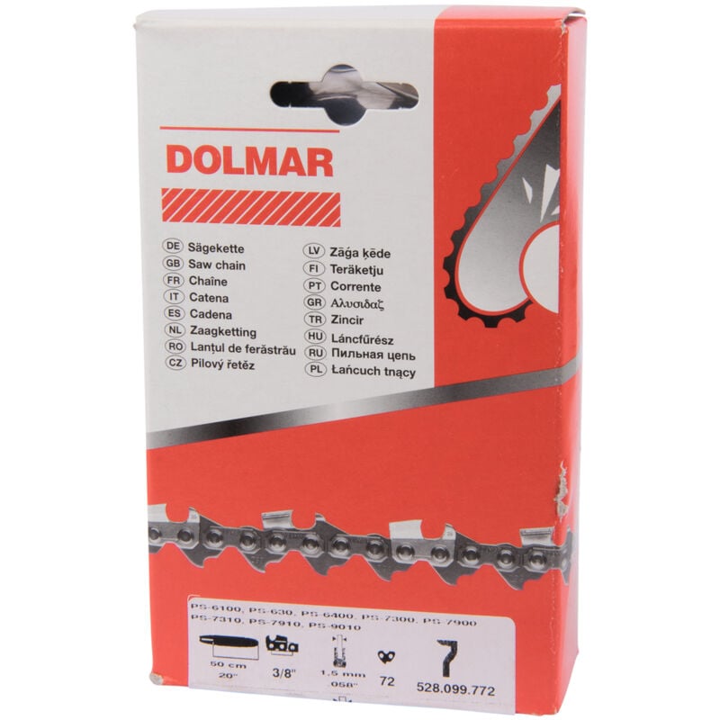 Dolmar - Chaîne de tronçonneuse 528099772 S-70 20'/50 cm 72 maillons 3/8' 1,5 mm