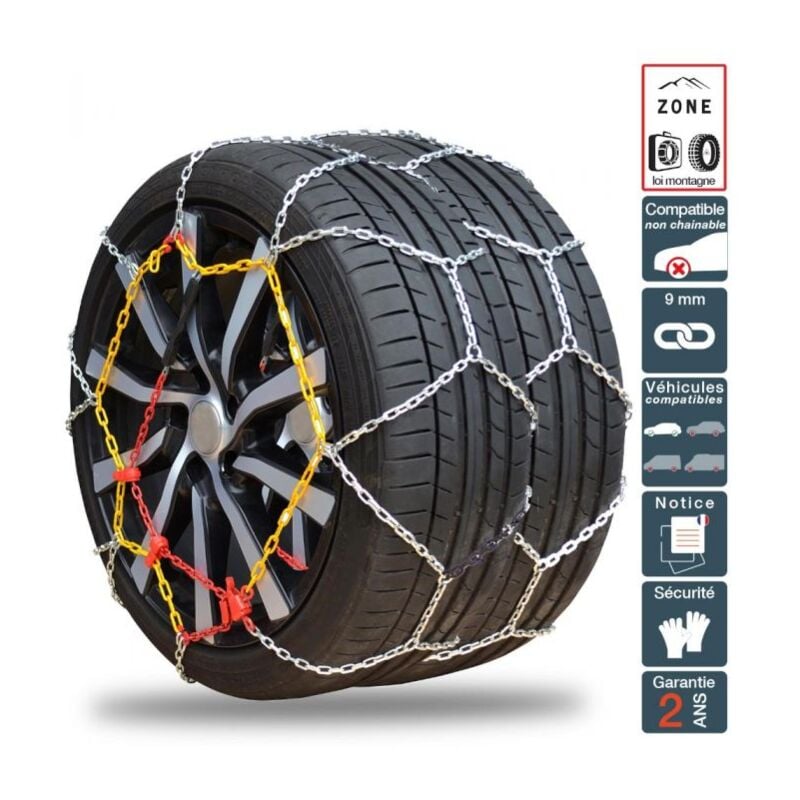 Polaire - Chaînes neige pneu 245/35R19, montage rapide acier 9mm 0130-PR9C-33