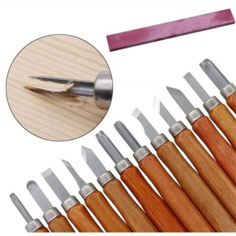 ChangM - 12Pcs Couteau Sculpture Bois Ciseaux Outils Kit, Sculpter Scalpel DIY Stylo avec Pierre à aiguiser