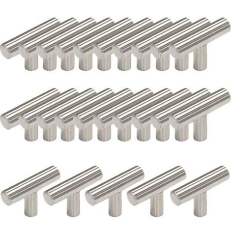 ChangM 25 PCS simple trou Longueur 50 mm en acier inoxydable Poignées de porte Meubles de cuisine placard tiroir bouton