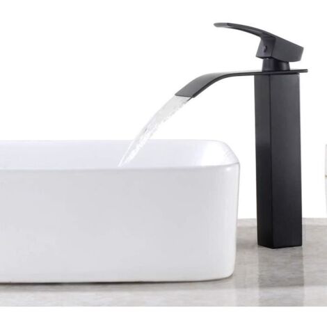 ChangM Robinet Mitigeur lavabo cascade vasque salle de bain haut noir
