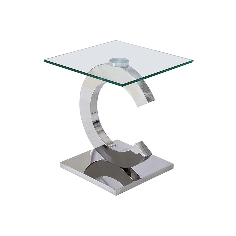 Channel Clear glass and Chrome Lamp Table
