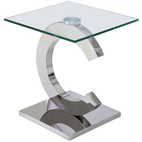 main image of "Channel Clear glass and Chrome Lamp Table"
