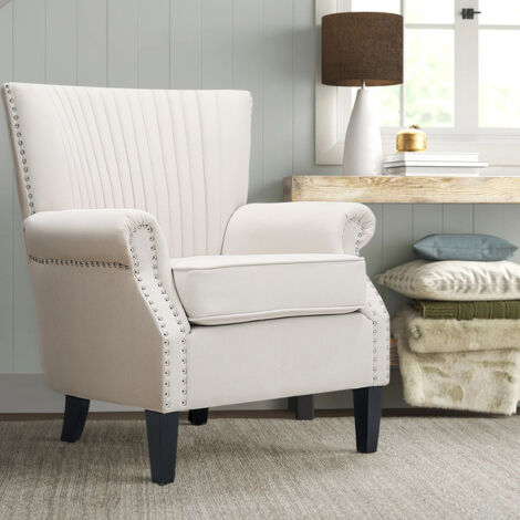 Channel Deep Cushioned Armchair with Nailhead Trim