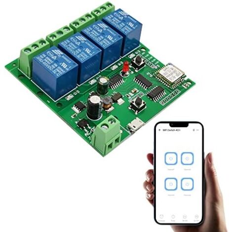 channel WiFi momentary relay, DIY self-locking switch module, Ewelink APP control garage door switch module, compatible with Alexa Goolge Assistant