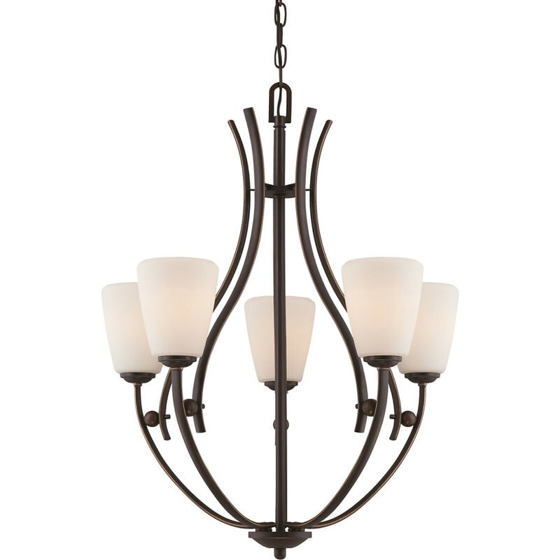 Chantilly - 5 Light Multi Arm Chandelier Palladian Bronze Finish, E27 - Elstead