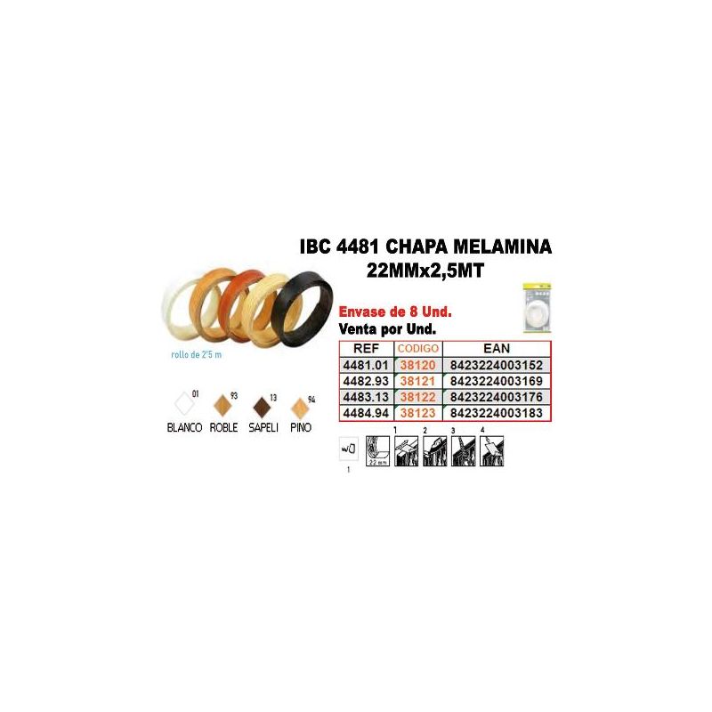 

ibc 4-483 chapa melamina 22mmx2,5mt 13sape - Mibricotienda